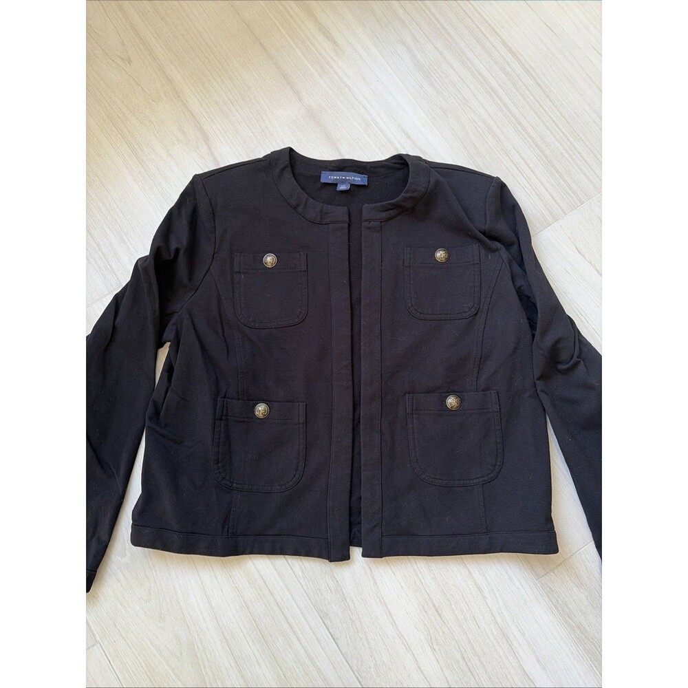 Women’s TOMMY HILFIGER Large L Crop Sweater Jacket  BLACK